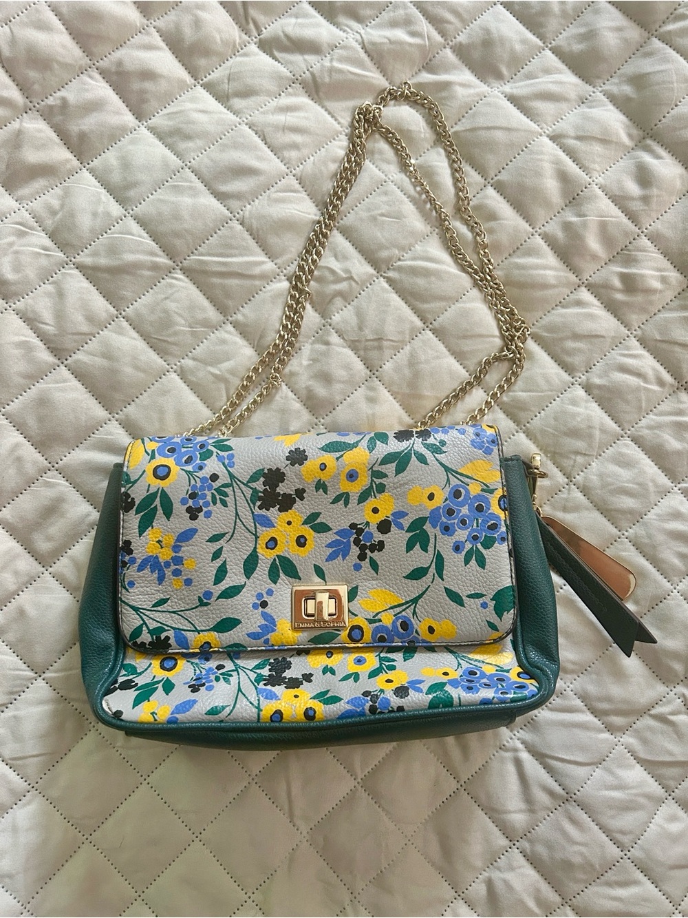 Floral Crossbody Bag with Chain Straps